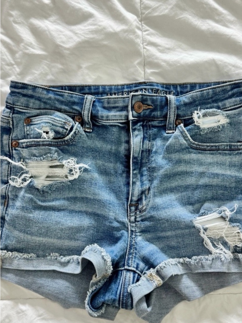 American Eagle Outfitters Light Blue Distressed Denim Cutoff Shorts
